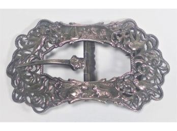 Large Antique Sterling Silver Dutch Hallmarked Repousse Buckle