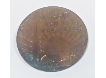1939 Gilt Copper World's Fair Commemorative Coin Token