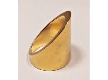 Signed Gold Tone Ladies Ring 'AMC' Modernist