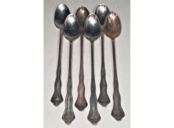 Six Matched Reed & Barton Silver Plate Iced Tea Spoons
