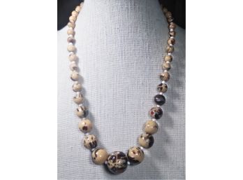 Art Deco Period Slag Glass Graduated Beaded Necklace