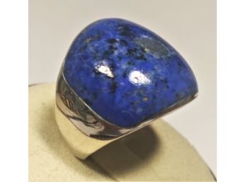 Modern Sterling Silver Ladies Ring Dome Shape W Lapis Stone About Size 8
