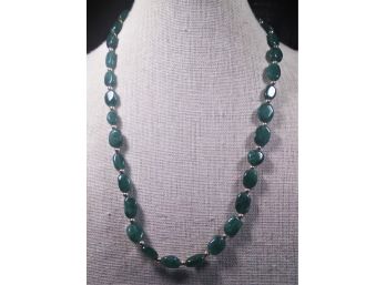 Vintage Green Tourmaline Stone Beaded Gold Filled Necklace 18'