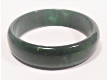 Vintage Green Marbleized Bakelite Plastic Wide Bangle Bracelet