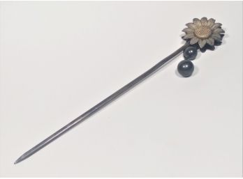 Antique Sterling Silver Sunflower Hair Pin