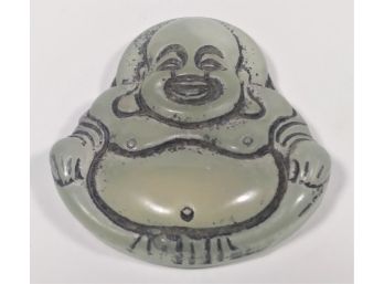 Vintage Chinese Stone Or Glass Buddha Medallion Pendant In Green