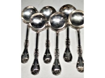 Six Antique Wm. A Rogers Silver Plate Gumbo Soup Spoons