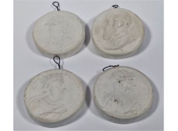 Four Antique Cast Plaster Cameo Bust Medallions
