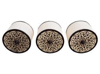 Set Of Three Drum Shaped Pleated Ceiling Light Fixtures