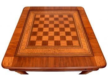 Convertible Chess/Backgammon Gaming Table With Rosewood Gaming Pieces