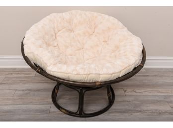 Papasan Bamboo Rattan Two Piece Round Chair With Cushion