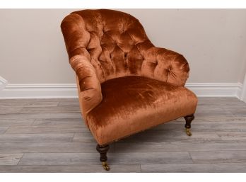 Lee Jofa Oversized Tufted Back Lounge Chair On Casters
