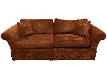 Comfortable Custom Made Upholstered Chocolate Brown Two Cushion Sofa