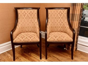 Pair Of Kravet Furniture Lyons Hand Made Accent Chairs With Nailhead Stud Trim