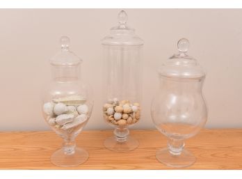 Set Of Three Restoration Hardware Apothecary Gourd Glass Jars