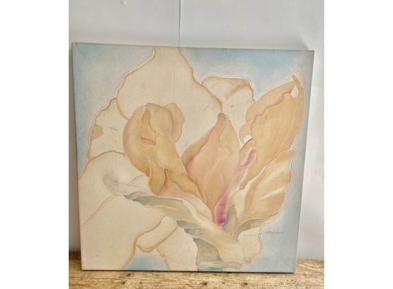 'Amaryllis In Summer', Signed By Artist - Acrylic Stain On Canvas