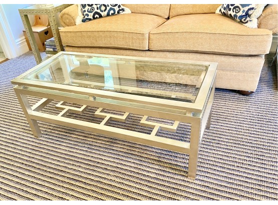 Worlds Away Silver Leafed/Glass Coffee Table