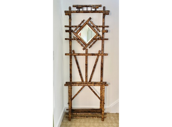 Vintage Chinese Style Bamboo Hall Stand With Mirror