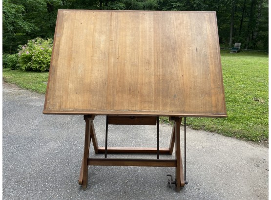 A Gorgeous Early 20th Century French Oak Drafting Table
