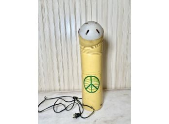Vintage Tall Metal Table Lamp With Peace Sign