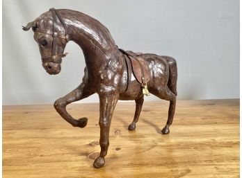 Vintage Leather Horse Sculpture