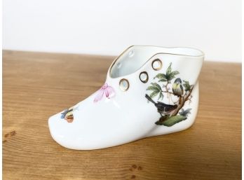 Vintage Herend Rothschild Bird Porcelain Baby Shoe