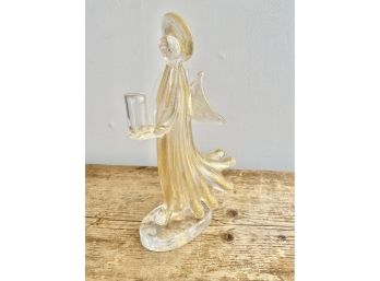 Murano Glass Angel In Clear And Gold