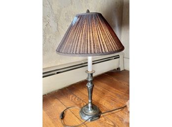 Metal Table Lamp With Silk Shade