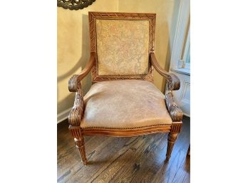 A Neoclassical Style Armchair With Leather Seat