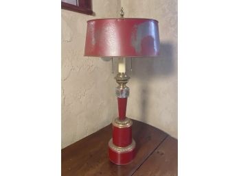 Vintage Red And Gold Toile Metal Lamp