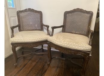 Pair Of 20th Century French Louis XV Style Chairs With Cane Back And Seat
