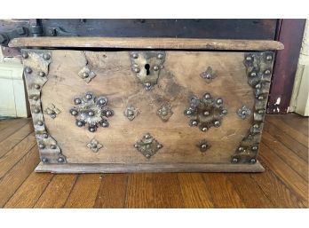 Pine Moroccan Style Trunk With Original Brass Hardware