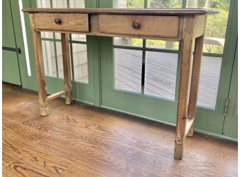 Irish Pine Console Table With Two Drawers