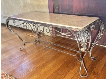 Marble Top Wrought Iron Coffee Table