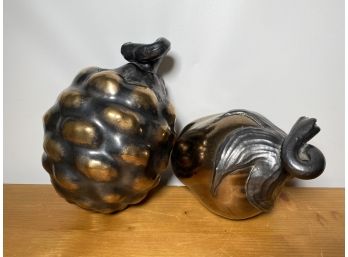 Blistered Metal Melon Sculptures - Set Of 2