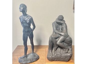 Vintage Bonded Bronze Dancer - 'Cipriano  And 'The Kiss' Sculptures