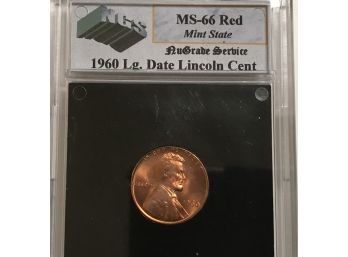 1960 Large Date Lincoln Cent Graded MS-66 RED