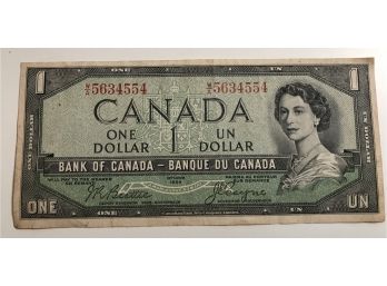 1954 Canada $1 Dollar Paper Banknote Paper Money Crisp Like New