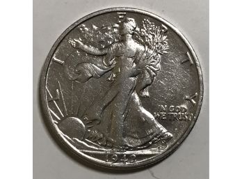 1942-s Walking Liberty Silver Coin In Great Detail And Shine Value $175 - $250