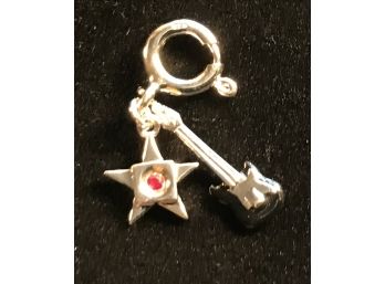 .925 Sterling Silver Guitar And Star Pendant