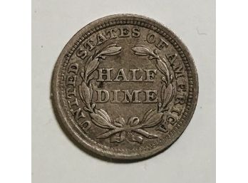 1857 Half Dime 90 Silver, 10 Copper Details And The Coloring On This Coin Value $300 To $550