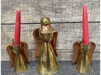 Copper & Brass Angel Candle Holders