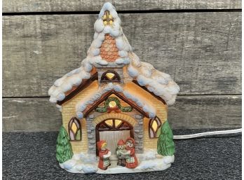 Gorgeous Light Up Christmas Village Church With Music Box