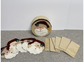 Hand Crafted Santa Cards & Envelopes In A Round Box