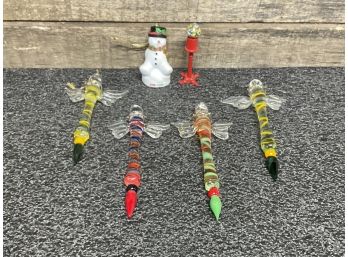 Glass Icicle Ornament Lot And More