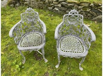 A Pair Of Vintage Cast Aluminum Outdoor Chairs - 1 Of 2 - 21'w X 22'd X 32'h