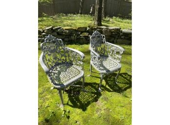 A Pair Of Vintage Cast Aluminum Outdoor Chairs - 2of2 - 21'w X 22'd X 32'h