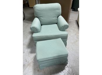 Lazy Boy Vintage Upholstered Seafoam Chair And Ottoman