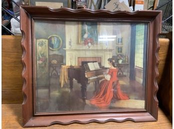 Large Framed Print ~ Woman Playing Piano ~