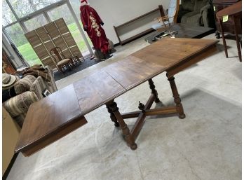 Awesome Large Antique Dining Table W/2 Leaves